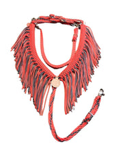 fringe breast collar orange and charcoal