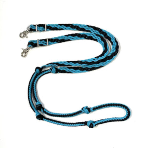 Turquoise/black Barrel Reins, Round with grip knots...You choose color and length