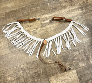 Fringe Mule tape horse breast collar with leather tugs