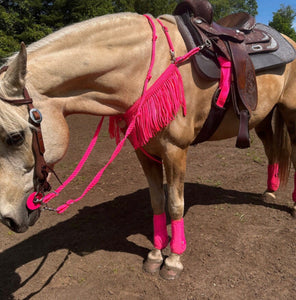 Hot pink  Barrel Reins, Round with grip knots