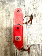 Hoof pick holder red with brand painted on