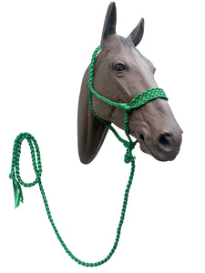 Kelley Green Braided mule tape horse halter with flat noseband