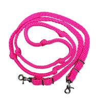 Hot pink  Barrel Reins, Round with grip knots