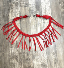 horse tripping  collar mule tape red