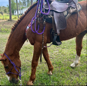 Purple tribal breast collar nylon horse size