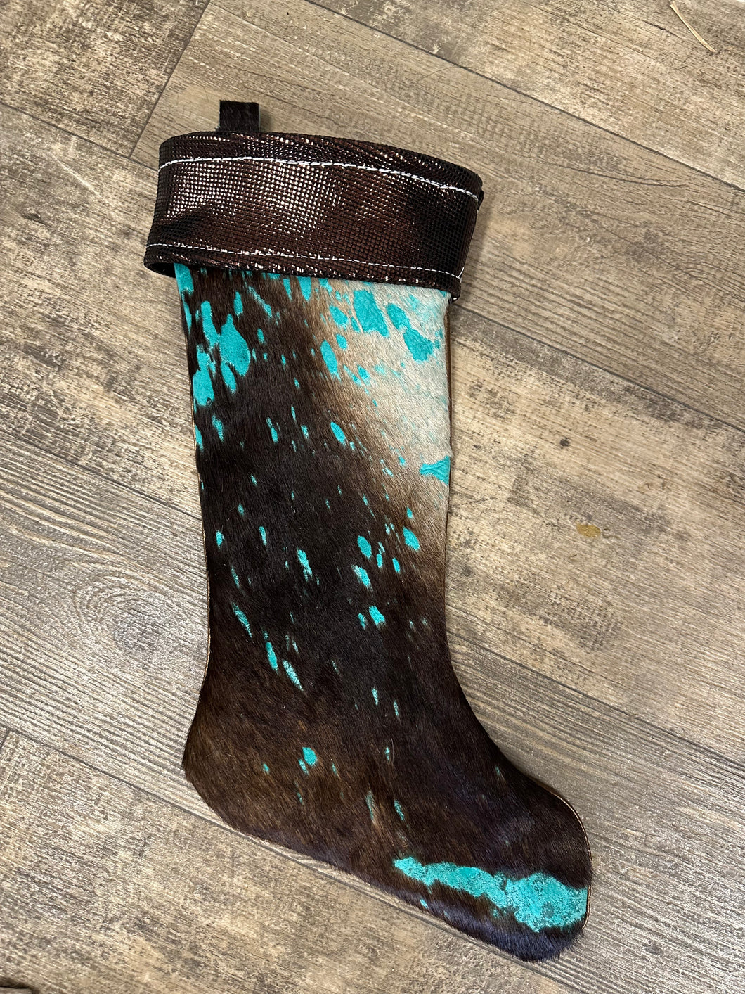 hair on cowhide Christmas stockings