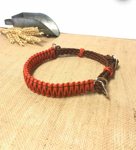 Burnt orange side pull hackamore  bitless attachment “with a whoa”.... with black or  brown chinstrap...all sizes