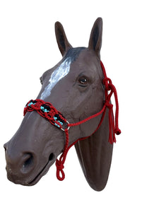 Braided horse halter red
