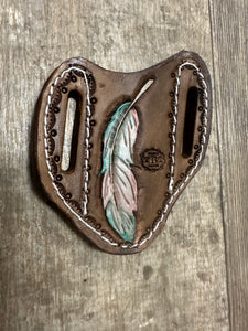 Hand tooled and painted pancake knife sheath