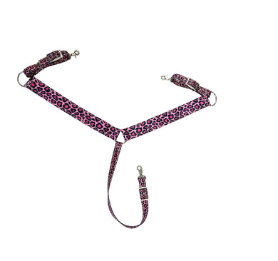 Pink Cheetah print  tack set breast collar and headstall nylon horse size