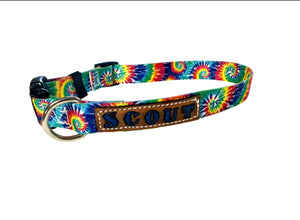 Tie Dye Nylon dog collar (option to personalize)