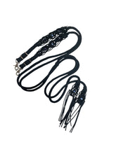 Fancy braided split rein in black  with genuine sodalite and amethyst gemstones...beautiful yet practical