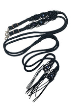 Fancy braided split rein in black  with genuine sodalite and amethyst gemstones...beautiful yet practical