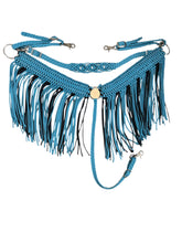 Turquoise and Black Wide fringe breast collar longer fringe