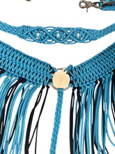Turquoise and Black Wide fringe breast collar longer fringe