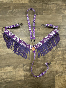 purple Aloha  fringe tack set breast collar nylon horse size