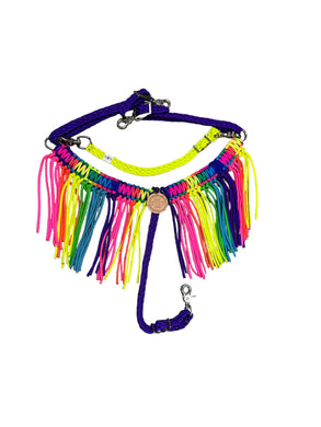 Rainbow pony fringe breast collar