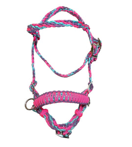 Pink complete bitless bridle side pull hackamore with reins ....pony, Cob, Horse. or Draft horse size