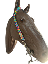 One Ear Headstall  tie dye print with quick change clips average horse size.