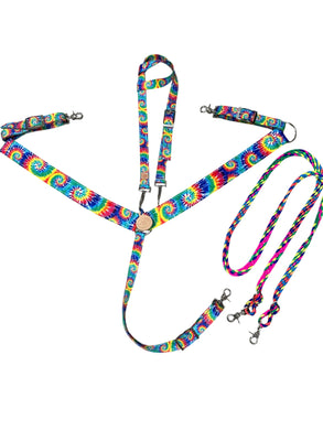 Tie dye  print tack set  nylon horse size