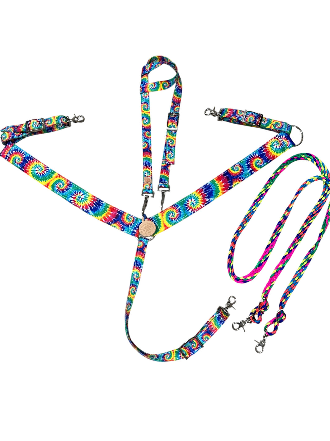 Tie dye  print tack set  nylon horse size