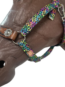 PERSONALIZED horse halter rainbow cheetah