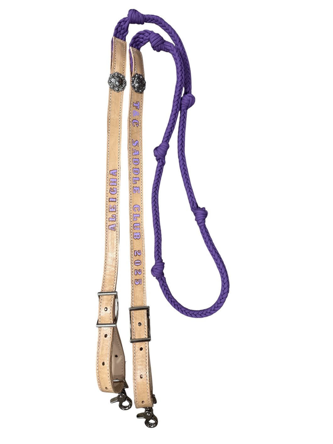 Personalized Barrel Reins leather and paracord , Round with grip knots...You choose color and length