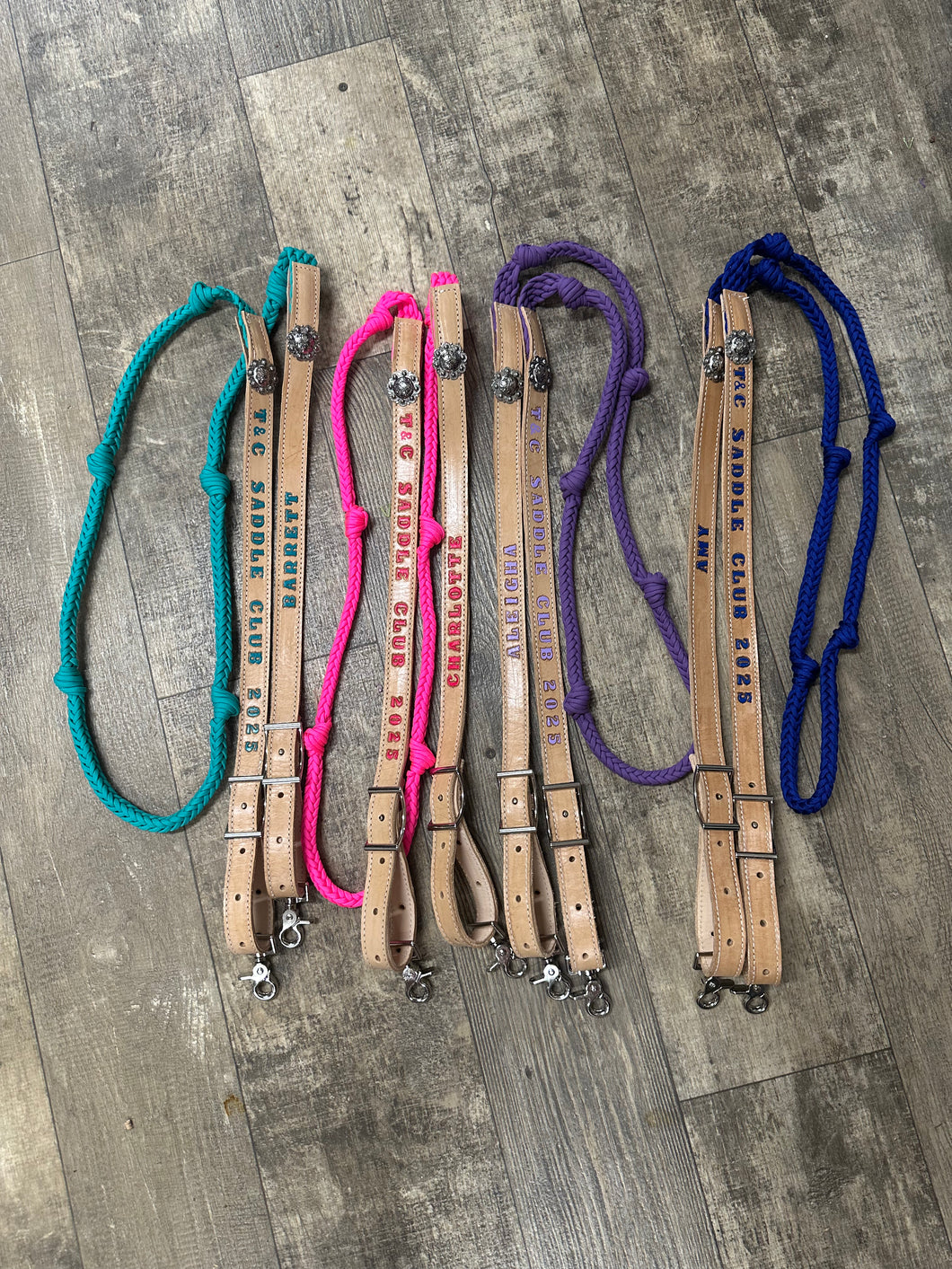 Award Barrel Reins leather and paracord , Round with grip knots...You choose color and length