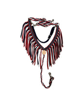 Red white and midnight blue fringe breast collar with wither strap