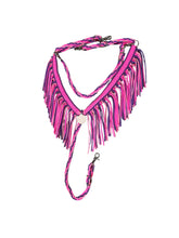 fringe breast collar neon hot pink and lilac with a wither strap