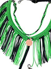 Black and Neon green Tack set with barrel reins …. All sizes.