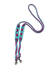 Fuchsia and turquoise  Beaded Browband Headstall with a fancy braided browband with matching reins....all sizes.