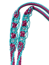 Fuchsia and turquoise  Beaded Browband Headstall with a fancy braided browband with matching reins....all sizes.