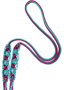 Fuchsia and turquoise  Beaded Browband Headstall with a fancy braided browband with matching reins....all sizes.
