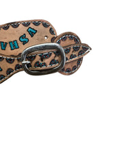 Hand tooled and painted junior spur straps