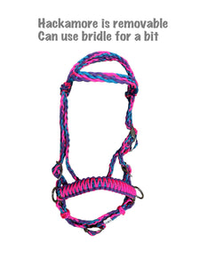 Pink complete bitless bridle side pull hackamore with reins ....pony, Cob, Horse. or Draft horse size