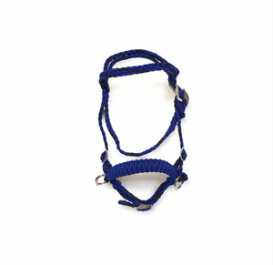 complete bitless bridle side pull hackamore “with a whoa” ,electric blue and black ....pony, Cob, Horse. or Draft horse size