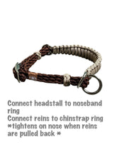 Desert tan  side pull hackamore  bitless attachment “with a whoa”.... with black or  brown chinstrap...all sizes