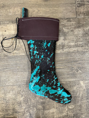 hair on cowhide Christmas stockings.