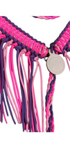 fringe breast collar neon hot pink and lilac with a wither strap