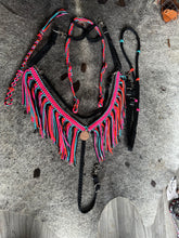 Fringe Breast Collar tack set pink,  orange, black and turquoise