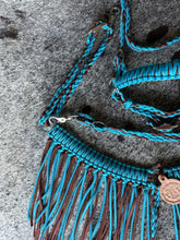 bitless fringe Tack set neon turquoise and brown.