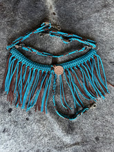 bitless fringe Tack set neon turquoise and brown.