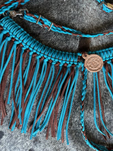 bitless fringe Tack set neon turquoise and brown.