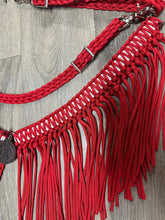 Red fringe breast collar with wither strap