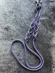 8' Fancy  braided loop reins with  amethyst beads