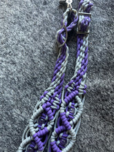 8' Fancy  braided loop reins with  amethyst beads