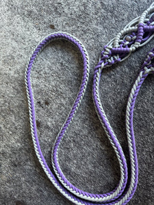 8' Fancy  braided loop reins with  amethyst beads