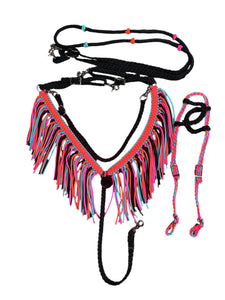 Fringe tack set black, hot pink, neon orange, and turquoise