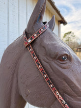 Four aces Hand painted and tooled one ear leather Headstall horse size